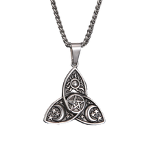 Load image into Gallery viewer, Triquetra Sun and Moon Necklace - Witch of Dusk
