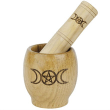 Load image into Gallery viewer, Pentacle Wooden Mortar and Pestle
