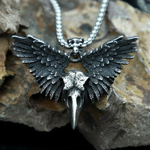 Load image into Gallery viewer, Raven Wings Skull Necklace
