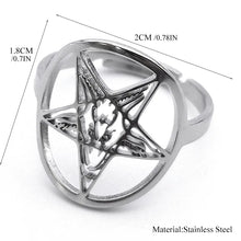 Load image into Gallery viewer, Satanic Inverted Pentacle Adjustable Ring

