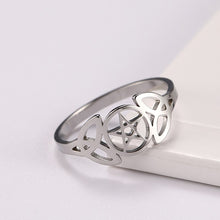 Load image into Gallery viewer, Triquetra Pentacle Ring - Witch of Dusk
