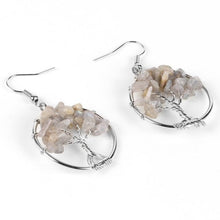 Load image into Gallery viewer, CSJA Tree of Life Women Drop Earrings Round Natural Chip Gem Stone Opal Tiger Eye White Crystal Dangle Hook Earring Jewelry E514 - Witch of Dusk
