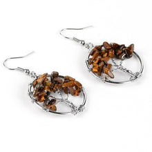 Load image into Gallery viewer, CSJA Tree of Life Women Drop Earrings Round Natural Chip Gem Stone Opal Tiger Eye White Crystal Dangle Hook Earring Jewelry E514 - Witch of Dusk
