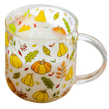 Load image into Gallery viewer, Heat-Resistant with Handle Glass Mug Breakfast Milk Cup Cute Office Home Coffee Mugs Lemon Mushroom Pumpkin Pattern Drinkware - Witch of Dusk

