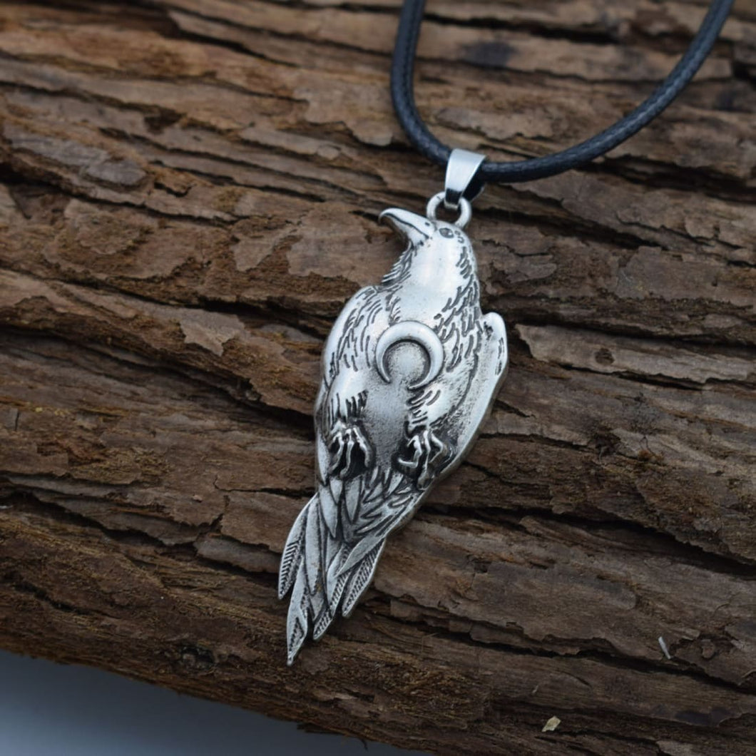 Crescent Moon Raven Pendant freeshipping - Witch of Dusk
