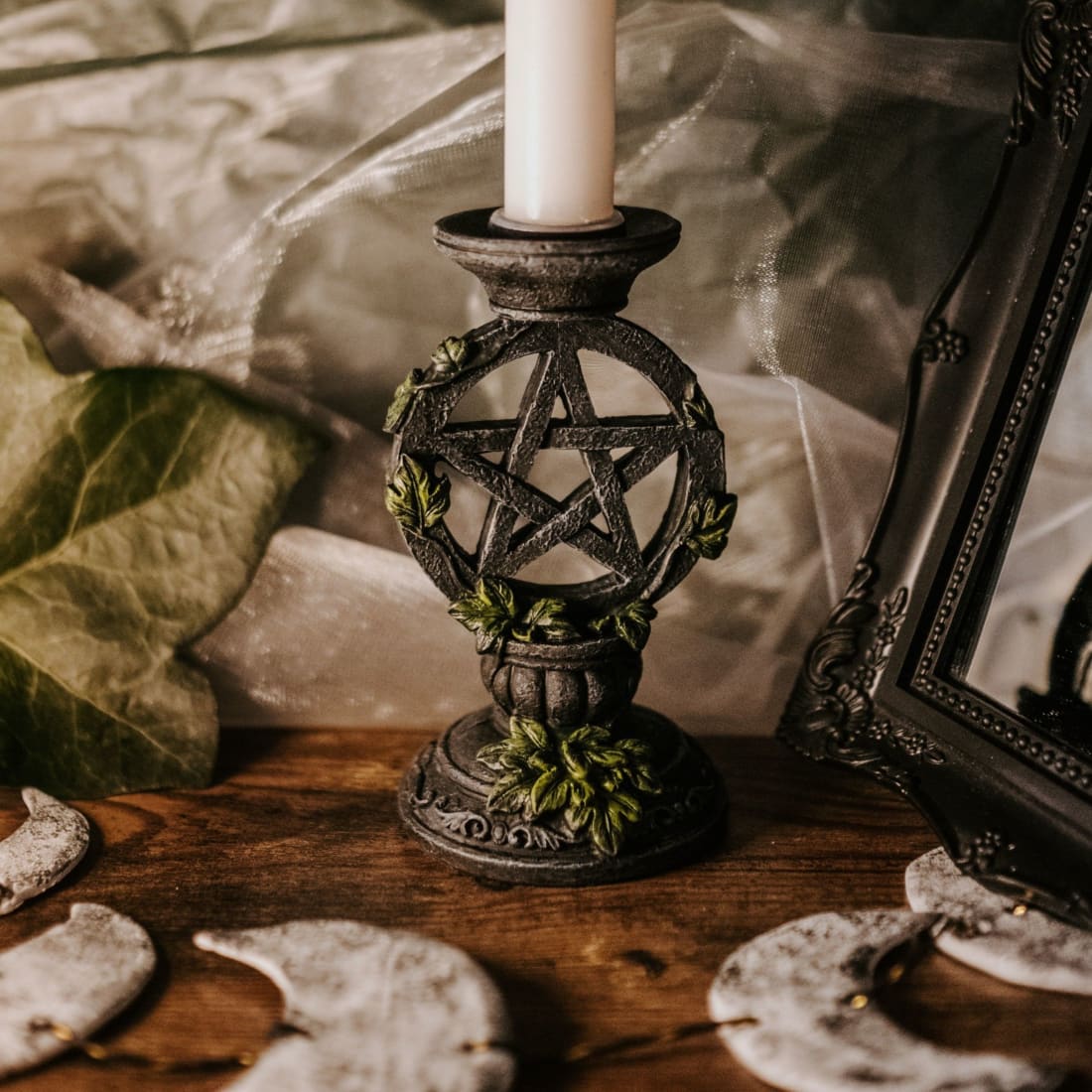 Faux Stone Altar Candle Holder - Witch of Dusk