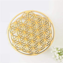 Load image into Gallery viewer, Flower of Life Crystal Grid Wooden Circle freeshipping - Witch of Dusk
