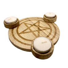 Load image into Gallery viewer, Witch of Dusk Simple Wooden Pentagram Altar Centrepiece eprolo 
