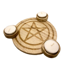Load image into Gallery viewer, Witch of Dusk Simple Wooden Pentagram Altar Centrepiece eprolo 
