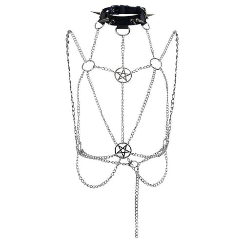 Metal Pentagram Chain Harness freeshipping - Witch of Dusk