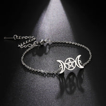 Load image into Gallery viewer, Triple Moon Pentacle Chain Bracelet freeshipping - Witch of Dusk
