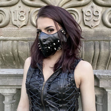 Cargar imagen en el visor de la galería, Studded Faux Leather Mask freeshipping - Witch of Dusk
