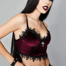 Load image into Gallery viewer, Velvet Cross Crop Camisole freeshipping - Witch of Dusk

